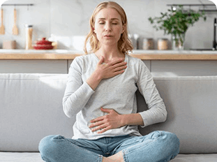 A woman tries to relax.